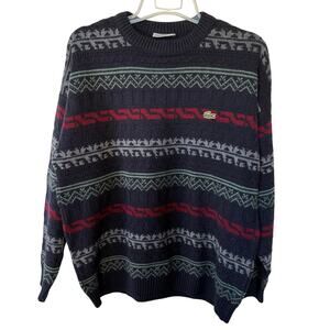 Lacoste Men’s blue gray red multicolored sweater size XL